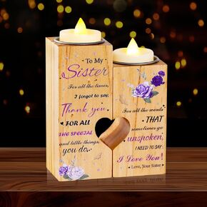 Homemory Sympathy Gifts Wooden Candle Holders for Loss of Loved One, Bereavement, Condolence Gift, Memorial Gifts for Mother Father Grandma (Memorial Love)