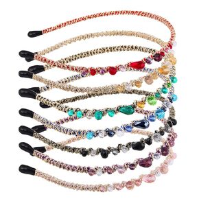 7 pack Crystal Flower Headbands Faux Rhinestones Hairband Metal Headdress Wedding Party Hair Hoop Band Beaded Bling Sparkly Hair Accessories for Women Girls Bride