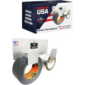Pit Posse 546 Duct Tape Holder Double Bracket Universal - Made in USA - for Garage Enclosed Trailer Shop Storage Organizer Motorcycle Automotive Race Aluminum Accessories - Holds 2 Rolls (Silver)