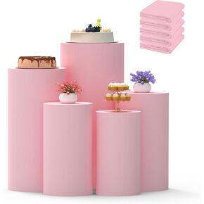 Cylinder Covers Set of 3 Multicolor Pedestal Stand Covers, Cylinder Stand Covers for Party,Round Spandex Dessert Tables Covers for Wedding Birthday Party Decor
