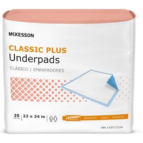 McKesson Classic Underpads, Incontinence Bed Pads 23" x 24" [200 Count], Light Absorbency, Disposable Chux for Adults, Elderly, and Baby, Pee Pads
