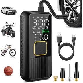 Tire Inflator Portable Air Compressor, 4X Faster 150PSI Smart Air Pump for Car Tires with Digital Pressure Gauge, Portable Fast Tire Inflator for Car, Bike, Motorcycle, Balls