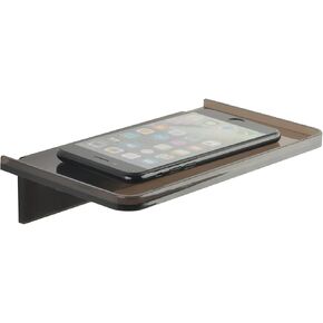 Acrylic Floating Wall Shelves - Small Stick-on Wall Mounted Phone Shelf Holder Wipes Rack Smart Speaker Shelf for Bathroom,Kitchen,Toilet,Bedroom,Office - Black
