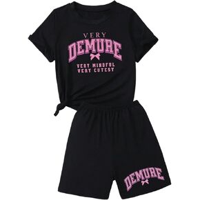 SOLY HUX Girl's Biker Short Set Summer Tracksuits Short Sleeve T-Shirt and Shorts 2 Piece Set