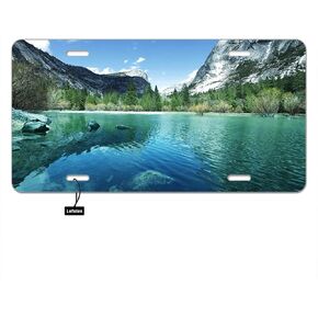 Front License Plate Mirror Lake Mountain,Beautiful Nature Water Sea Tree Forest Spring Landscape Auto Car Tag Vanity Plates Aluminum Novelty Metal Plate for Men Woman 6" X 12"