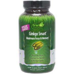 Irwin Naturals Ginkgo Smart Brain Booster for Memory & Focus, 120 Liquid Softgels