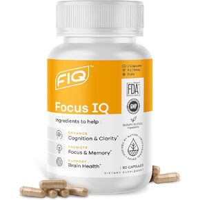 FIQ - Focus IQ - Brain Supplements for Memory and Focus - Memory Supplements - Cognitive Support - 60 Capsules