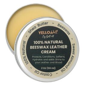 YelloWell | Natural Beeswax Leather Cream | 2 oz | Beeswax - Shea Butter - Sweet Almond Oil & Castor Oil | Restore, Soften and Protect Leather & Wood |