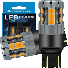 3157 LED Turn Signal Bulbs Compatible For Chevy Silverado 1500 2500 3500 1999-2013 (Front/Rear), 3047 4157 Bulb, Amber Yellow, Plug and Play, Pack of 2