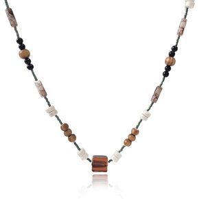 Y-Shaped Chain for Women Irregular Y2k Bead Leaf Retro Forest Green Necklace Versatile Vacation Style