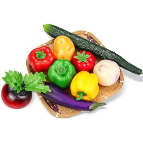 Lorigun 9 Pcs Fake Vegetables Artificial Decoration, Realistic Faux Vegetables Decor for Kitchen, Photography Props Fake Peppers Potatoes Tomato Eggplant
