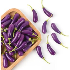 HUIANER Mini Artificial Eggplant, 40PCS Fake Eggplant Lifelike Vegetable Simulation Mini Vegetable Eggplant for Home Kitchen Photography Party Decoration, 3cm