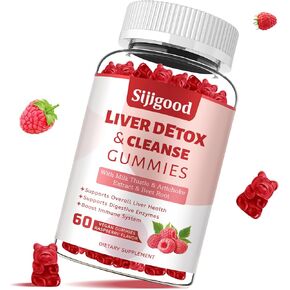 2 Pack Liver Cleanse Detox and Repair Gummies - Silymarin Milk Thistle Supplement with Artichoke, Dandelion and Elderberry - Liver Support Supplement - 120 Raspberry Flavored Gummies