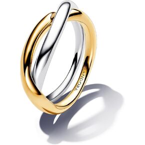 Pandora Essence Two-tone Entwined Bands Ring - Sterling silver and 14k Gold-Plated Ring - Gift for Women - Includes Gift Box