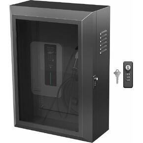 VIVO Wall-Mounted EV Charger Protective Box with Digital Safety Lock and Keypad, Tempered Glass Front Panel, Heavy Duty Outdoor Charging Case, Black, Mount-EVCG1