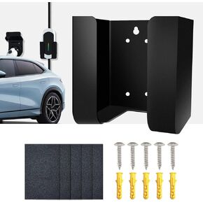 Ev Charger Holder Black Wall Mount Bracket Curved Design Can be Paired with Various J Hooks for Use for Electric Vehicles Outdoor/Indoor