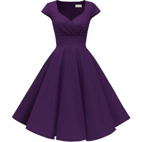 Ellames Women's 1950s Retro Vintage Dresses Elegant 2025 Cocktail Party Dress Cap Sleeve Dress with Pocket