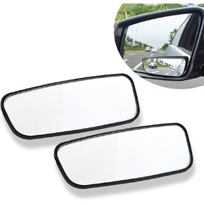 Pack-2 Car Rear View Blind Spot Mirror, 3.74" x 1.41" Adjustable Rectangular Expand Vision Parking Aid Tool, Curved High-definition Anti-glare Mirror, Universal for Car Accessories (Black)