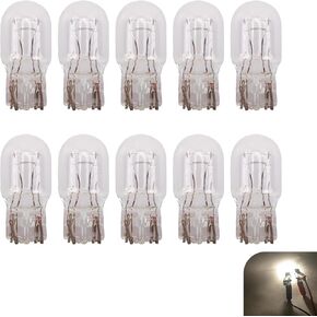 Downhill 10 PCS 7443 Brake Light Bulb, Double-Filament Turn Signal Bulb, 12v 12/5w Indicator Miniature Light Bulb for Daytime Running Lights, Universal Automotive Lighting (White)