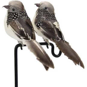 LWINGFLYER 4pcs Mixed Colors Artificial Feathered Birds 6inch Clip on Sparrow Bird Ornaments for Christmas Tree Decoration Wreath Craft Garden Home Decor Party Accessories