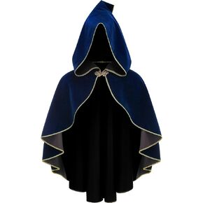 Cloak with Hood Women Medieval Shawl Short Rolled Edge Victorian Renaissance