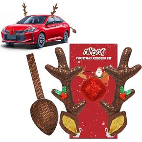 Christmas Reindeer Car Decoration - Christmas Antler Kit with 4 in 1 for Reindeer Car Decoration, Car Decorations Exterior as Way of Expanding Christmas Spirit