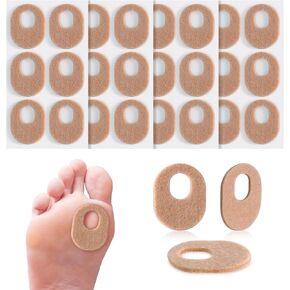 24Pcs Callus Pads，Soft Felt Callus Oval Shape Cushion Pads for Toes and Feet, Reduce Pain, Pressure and Friction from Shoes