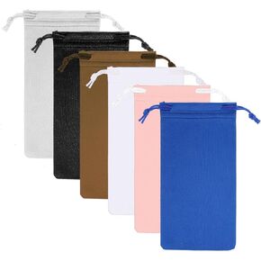 6Pcs Glasses Pouch Microfiber Soft Sunglasses Pouch Eyeglass Pouch With Drawstring Assorted Colors for Men & Women