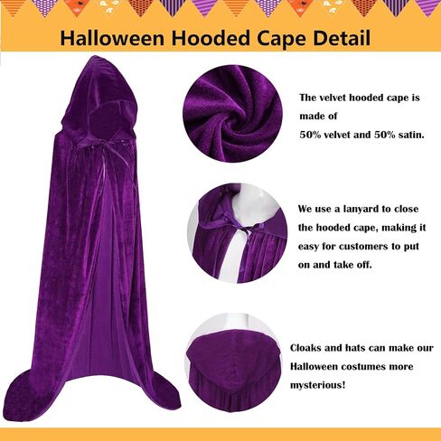 Unisex Adults Hooded Cloak Long Velvet Cape Halloween Cosplay Costumes in Saudi Arabia