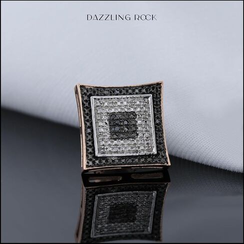 Dazzlingrock Collection 0.06 Carat (ctw) Round Black and White Diamond Micro Kite Shape 1 Pc Men's & Women's (Unisex) Screwback Stud Earring in 925 Sterling Silver in Saudi Arabia
