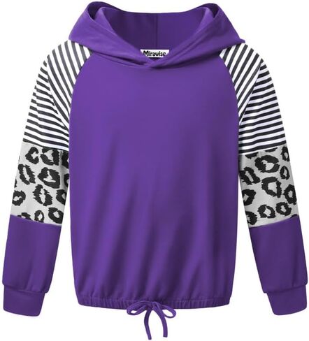 Mirawise Girls Long Sleeve Hood Shirts Tops Lightweight Hoodie Sweatshirt Top Loose Fit 4-13Y in Kuwait