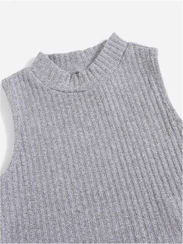 Milumia Girl's 2 Pack Crop Tank Tops Mock Neck Disteless Fluged Rebted Tops Short in Saudi Arabia