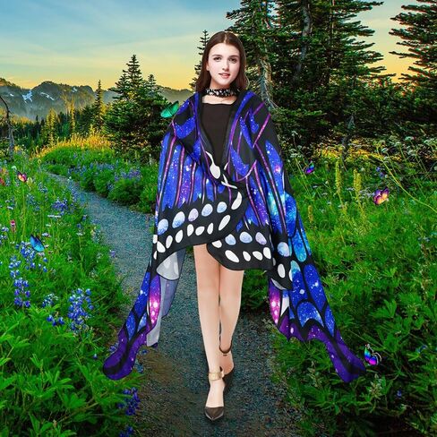 Halloween Costumes for Women Adult Butterfly Costumes Wing Cape Shawl 3Pcs with Lace Mask and Black Velvet Antenna Headband in Saudi Arabia