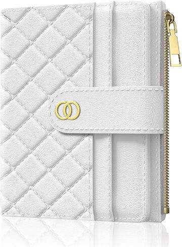 Womens Wallet, RFID Small Slim Wallets for Women, Compact Credit Card Holder, Cute Leather Bifold Ladies Purse with Zipper Coin Pocket and ID Window, White in Saudi Arabia