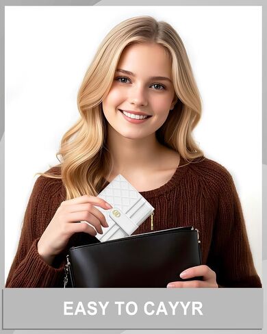 Womens Wallet, RFID Small Slim Wallets for Women, Compact Credit Card Holder, Cute Leather Bifold Ladies Purse with Zipper Coin Pocket and ID Window, White in Saudi Arabia