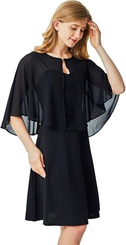 شالات ciormis chiffon capelet للسيدات واللفائف لفساتين السهرة ، والزفاف الرسمي لباس شال تستر فوق in Kuwait