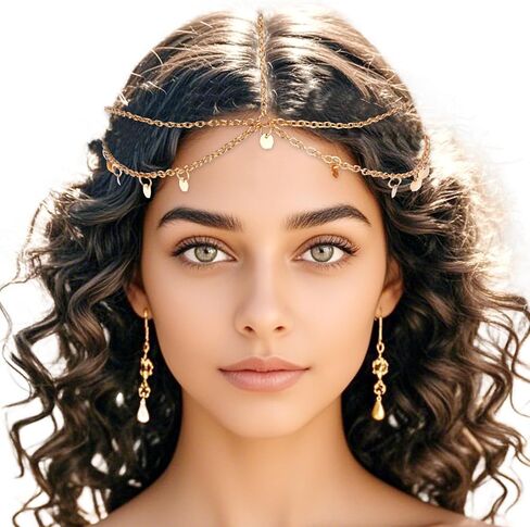 سلسلة رأس الترتر بوهو ، سلاسل الشعر الذهبية للحفلة الذهبية ، عصابة أزياء أزياء المهرجان للنساء (الترتر الذهبي) in Saudi Arabia
