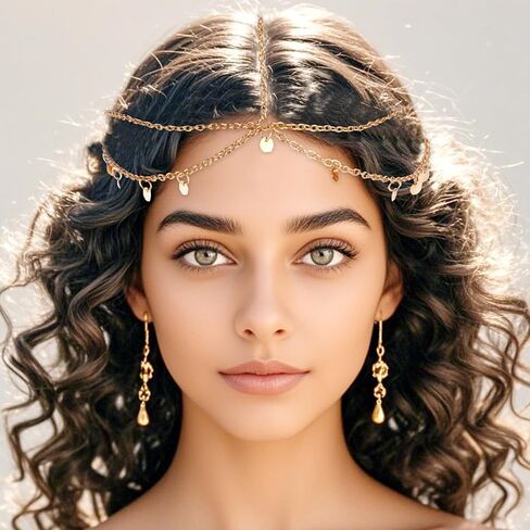 سلسلة رأس الترتر بوهو ، سلاسل الشعر الذهبية للحفلة الذهبية ، عصابة أزياء أزياء المهرجان للنساء (الترتر الذهبي) in Saudi Arabia