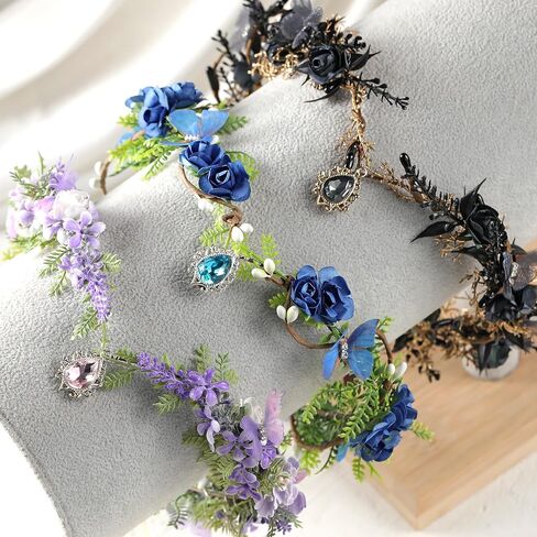 Mostory Flower Flower Crown - Crown Floral Elf مع الفراشات لإكسسوارات عصر النهضة نساء Renfaire Cosplay Photoshoot in Saudi Arabia