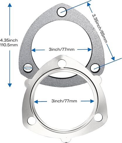 3-Bolt 3 inch/76mm Stainless Steel Exhaust Flange & Exhaust Gasket with Bolts & Nuts for Automotive Replacement Exhaust Flanges in Kuwait
