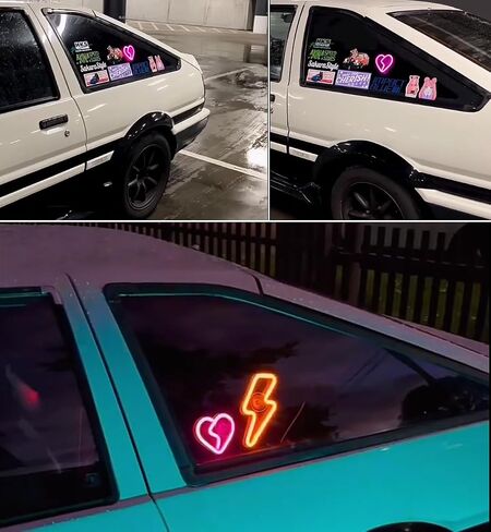 Blueshyhall Car LED Ambient Light, Triangle or Back Window Light, Interior Atmosphere Decor for Car, Bedroom, Party (Pink Heart Pattern) in Saudi Arabia
