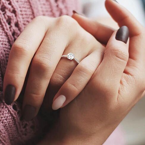 خواتم الخطبة مويسانيت للنساء ، 1CT 1.5CT 2CT د ألوان دائرية ماس سوليتير خاتم الخطوبة ، الذهب الأبيض مطلي بالفضة الإسترليني حلقات الوعد in Kuwait