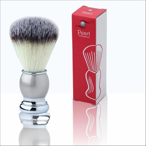 Pearl Pure Badger Shaving Brush- Brass Metal Handle | Classic & Elegant Shaving brush | Luxury Shaving Brush | 24mm Knot Size | Shaving Accessory for Men | Father's Day Gift (Silver) in Saudi Arabia
