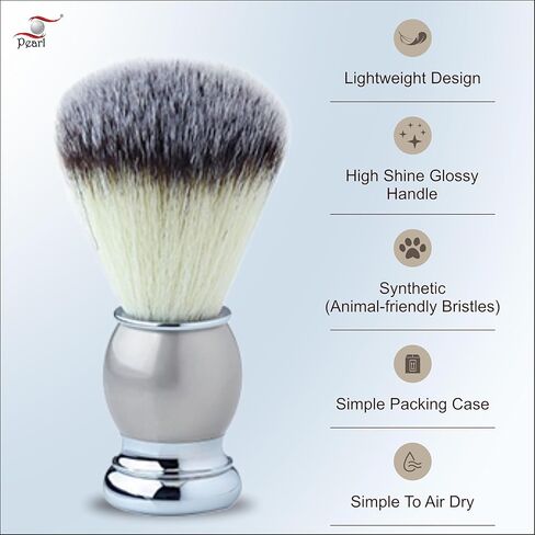Pearl Pure Badger Shaving Brush- Brass Metal Handle | Classic & Elegant Shaving brush | Luxury Shaving Brush | 24mm Knot Size | Shaving Accessory for Men | Father's Day Gift (Silver) in Saudi Arabia