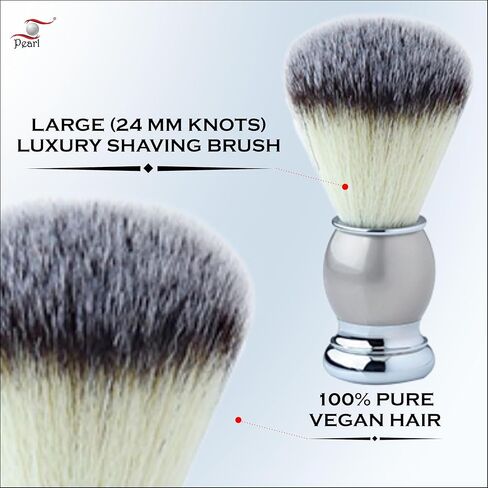 Pearl Pure Badger Shaving Brush- Brass Metal Handle | Classic & Elegant Shaving brush | Luxury Shaving Brush | 24mm Knot Size | Shaving Accessory for Men | Father's Day Gift (Silver) in Saudi Arabia