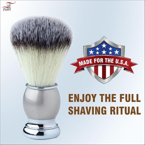 Pearl Pure Badger Shaving Brush- Brass Metal Handle | Classic & Elegant Shaving brush | Luxury Shaving Brush | 24mm Knot Size | Shaving Accessory for Men | Father's Day Gift (Silver) in Saudi Arabia