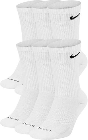 جوارب NIKE Dri-Fit للتدريب اليومي PLUS MAX مبطَّنة طاقم جوارب 6 أزواج من الذئب الرمادي الأسود بشعار سووش أسود) مقاس كبير 8-12 in Saudi Arabia