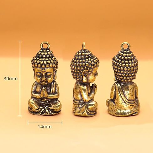 النحاس Sakyamuni Buddha Keychain مع عملات Feng Shui ، Buddha تمثال مفتاح الحلقة كما هو الحال مع سحر الحظ الحظ المحظوظ in Kuwait