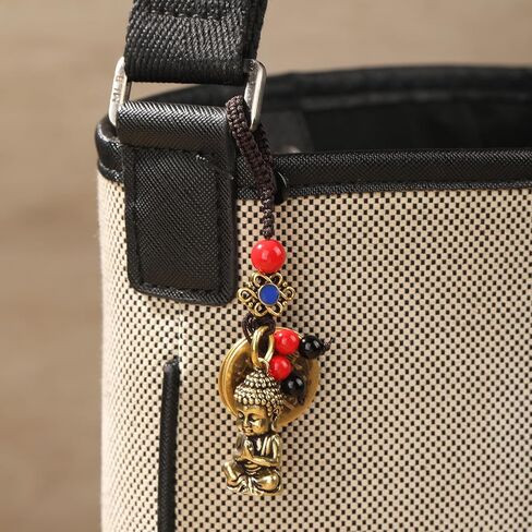 النحاس Sakyamuni Buddha Keychain مع عملات Feng Shui ، Buddha تمثال مفتاح الحلقة كما هو الحال مع سحر الحظ الحظ المحظوظ in Kuwait