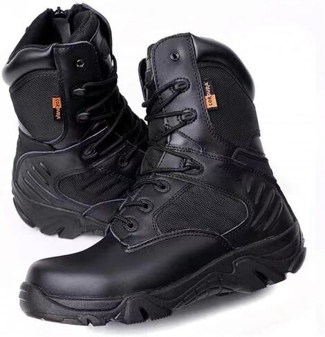RORUN 8 Men's Women's Military Tactical Work Boots Side Zipper Motorcycle Combat Swat Desert Boots Casual Hiking Boots Hiking Trekking Backpacking Mountaineering Outdoor Shoes in Kuwait